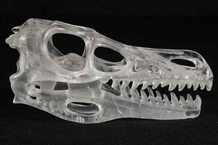 Carved Quartz Crystal Dinosaur Skull #227036